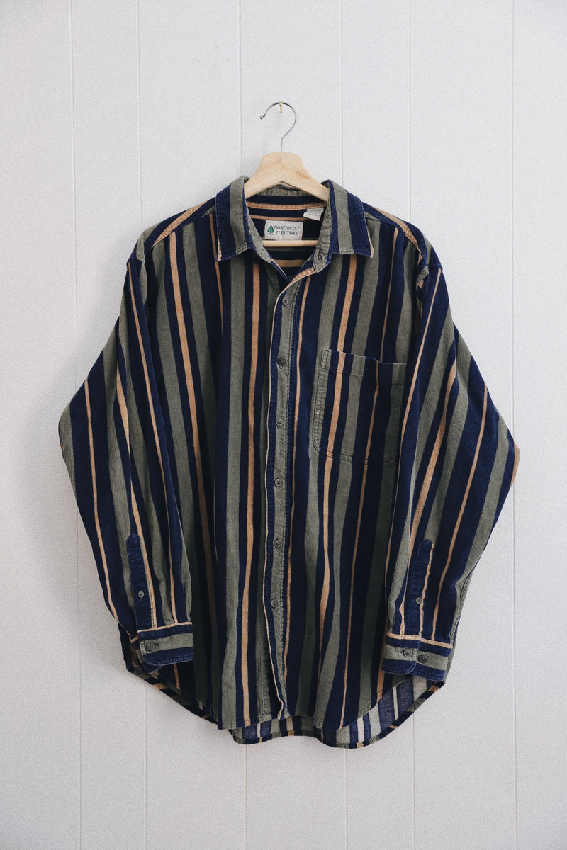 Vintage 〰️ Striped Corduroy Shirt (L)