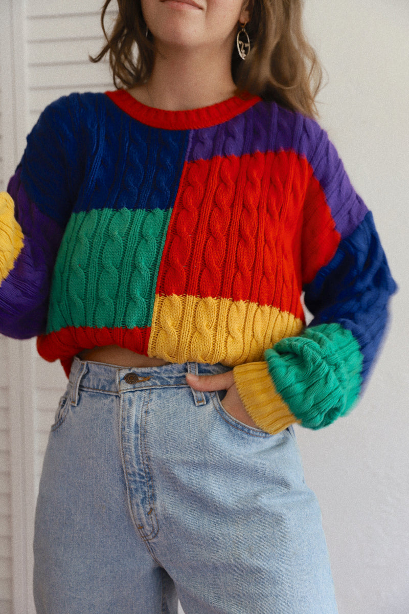 Vintage 〰️ Colorblock Knit Swearer (M)