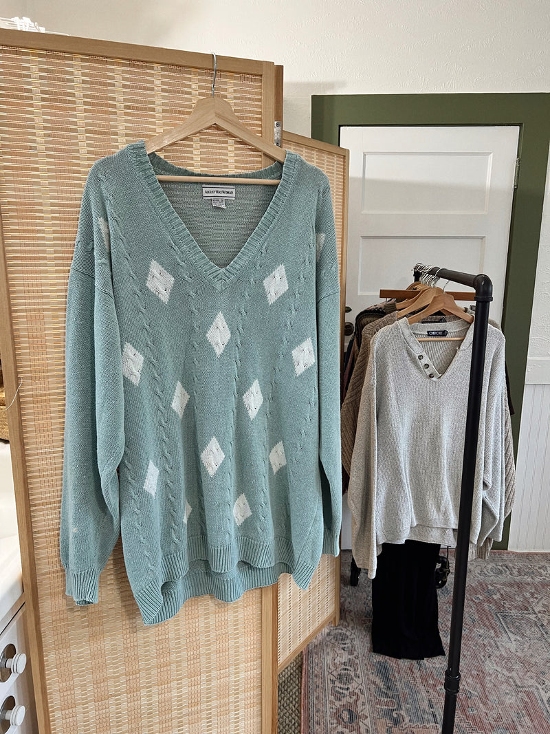 Vintage 〰️ Turquoise Knit Sweater (L)