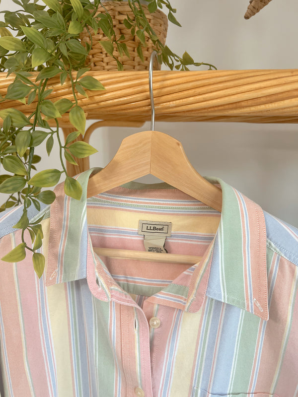 Vintage 〰️ LL Bean Pastel Striped Shirt (L)