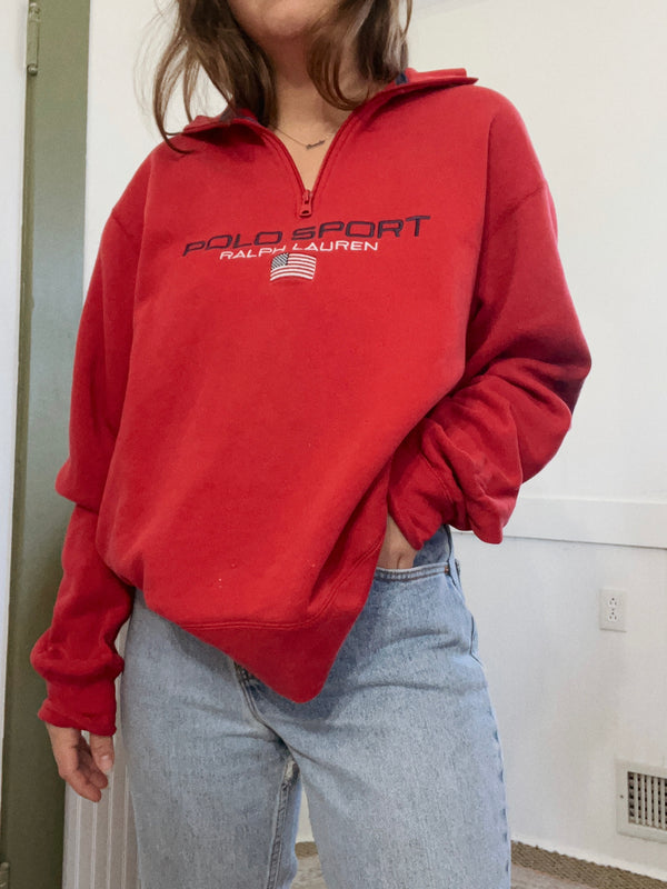 Vintage 〰️ Polo Sport Quarter Zip (L)