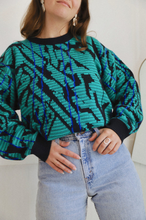 Vintage 〰️ 1980’s Teal Sweater (L)