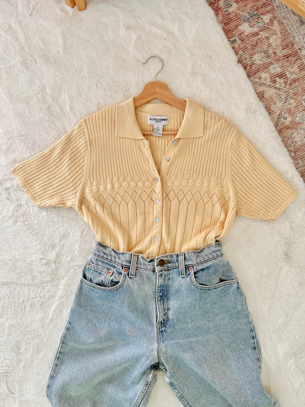 Vintage 〰️ Buttercream Sweater Top (L)