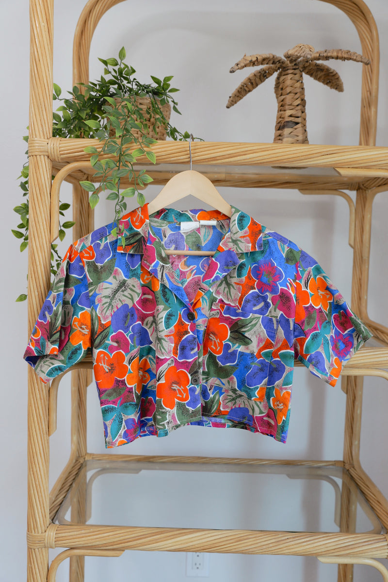 Vintage 〰️ Floral Paradise Crop Shirt (S)