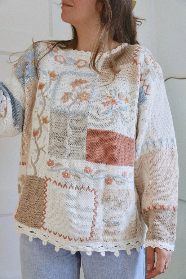 Vintage 〰️ Heirloom Embroidered Sweater (S)