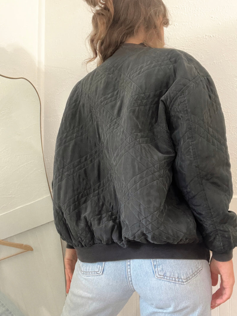 Vintage 〰️ Silk Quilted Bomber (M)