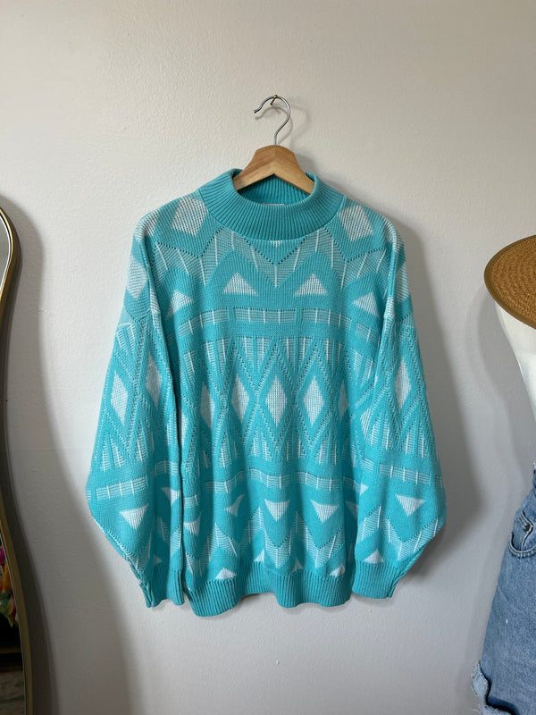 Vintage • 80’s Teal Knit Sweater (L)