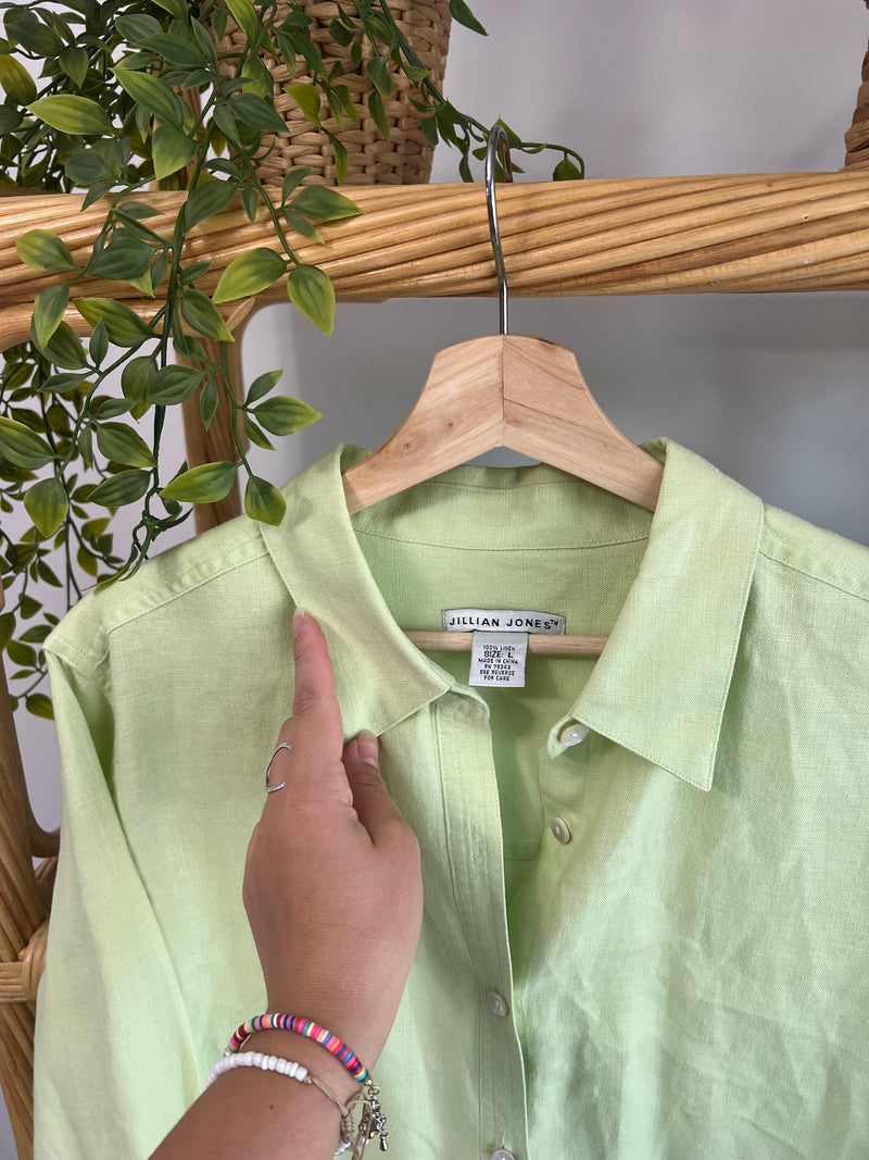 Vintage 〰️ Kiwi Linen Shirt (L)