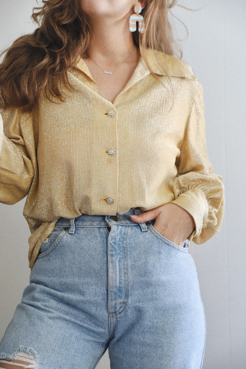 Vintage 〰️ 70s/80s Gold Button Down (L)