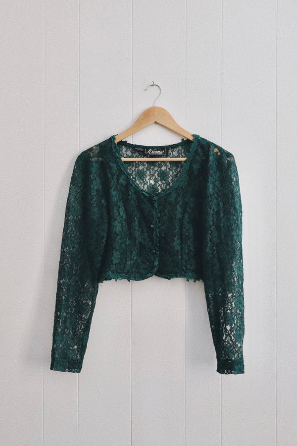 Vintage 〰️ Emerald Lace Long Sleeve (M)