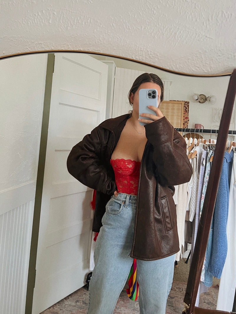 Vintage 〰️ Faux Leather Jacket (XL)