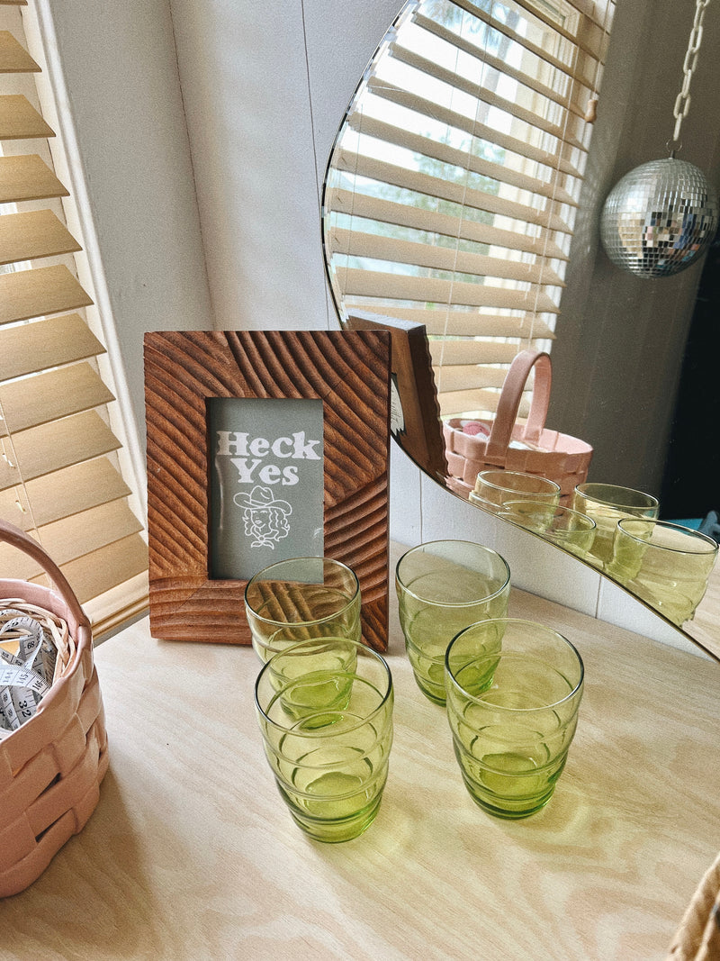 Vintage 〰️ Set of 4 Ikea Green Wavy Glass Cups