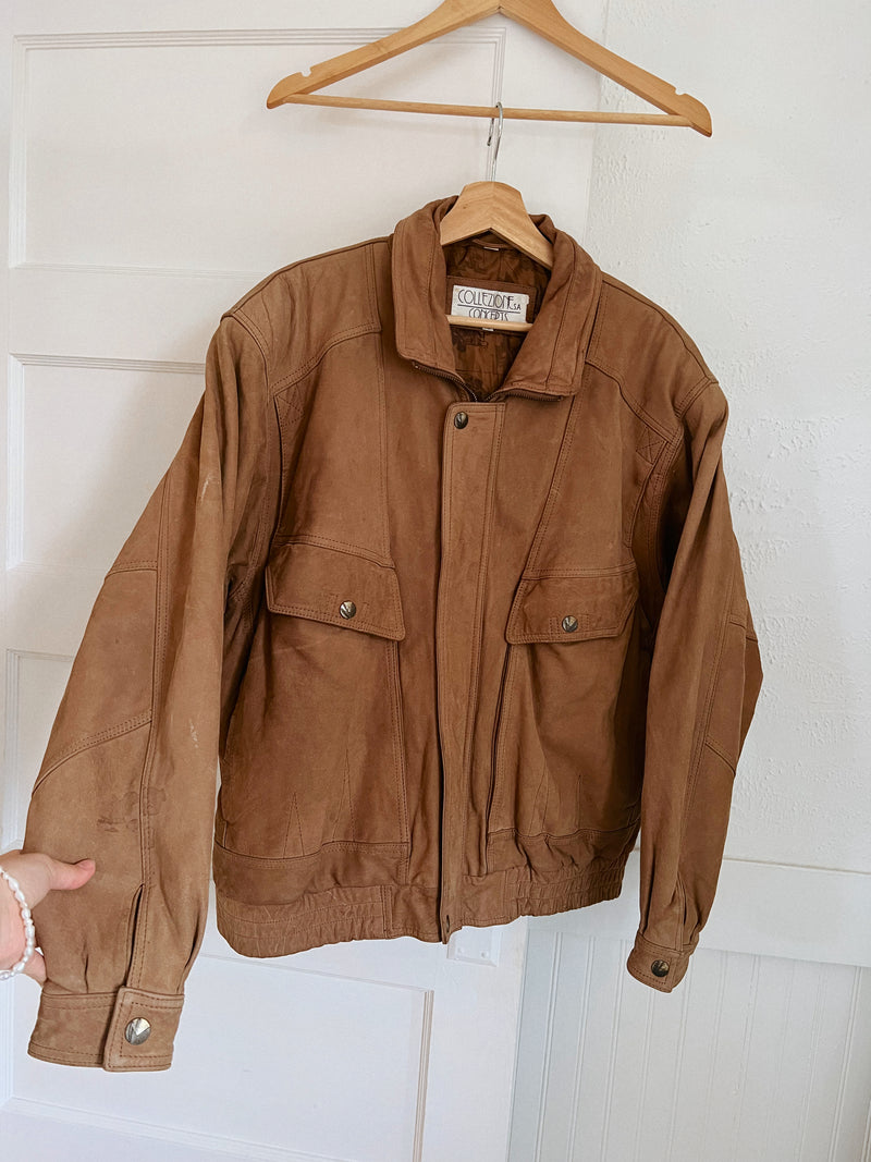 Vintage 〰️ Genuine Leather Bomber (XL)