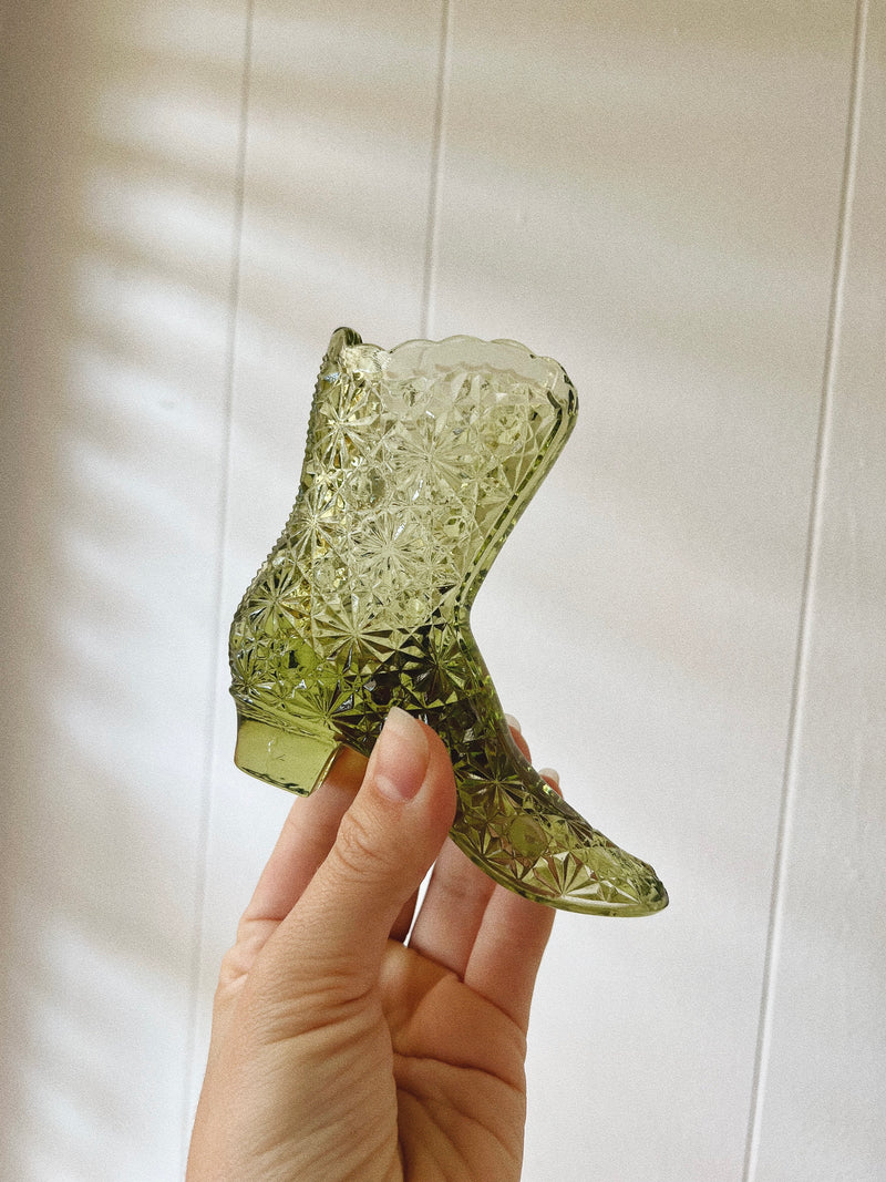 Vintage 〰️ Set of 3 Uranium Glass Cowboy Boots