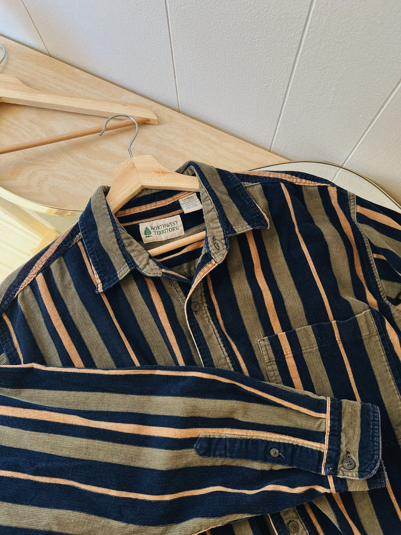 Vintage 〰️ Striped Corduroy Shirt (L)