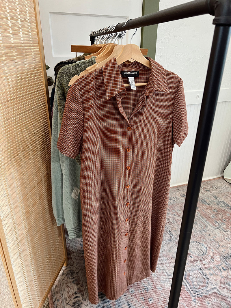 Vintage 〰️ Rust Button Down Dress (M)