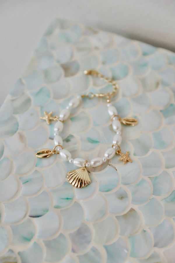 Coastal Pearl Charm Bracelet