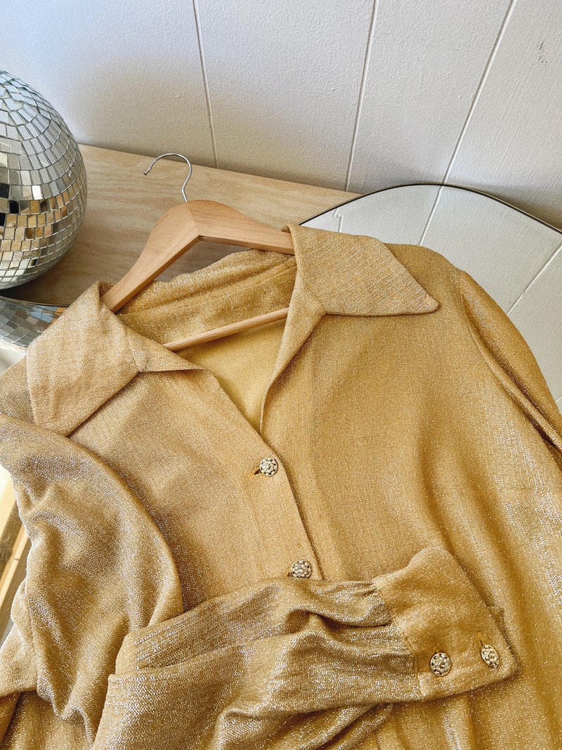 Vintage 〰️ 70s/80s Gold Button Down (L)