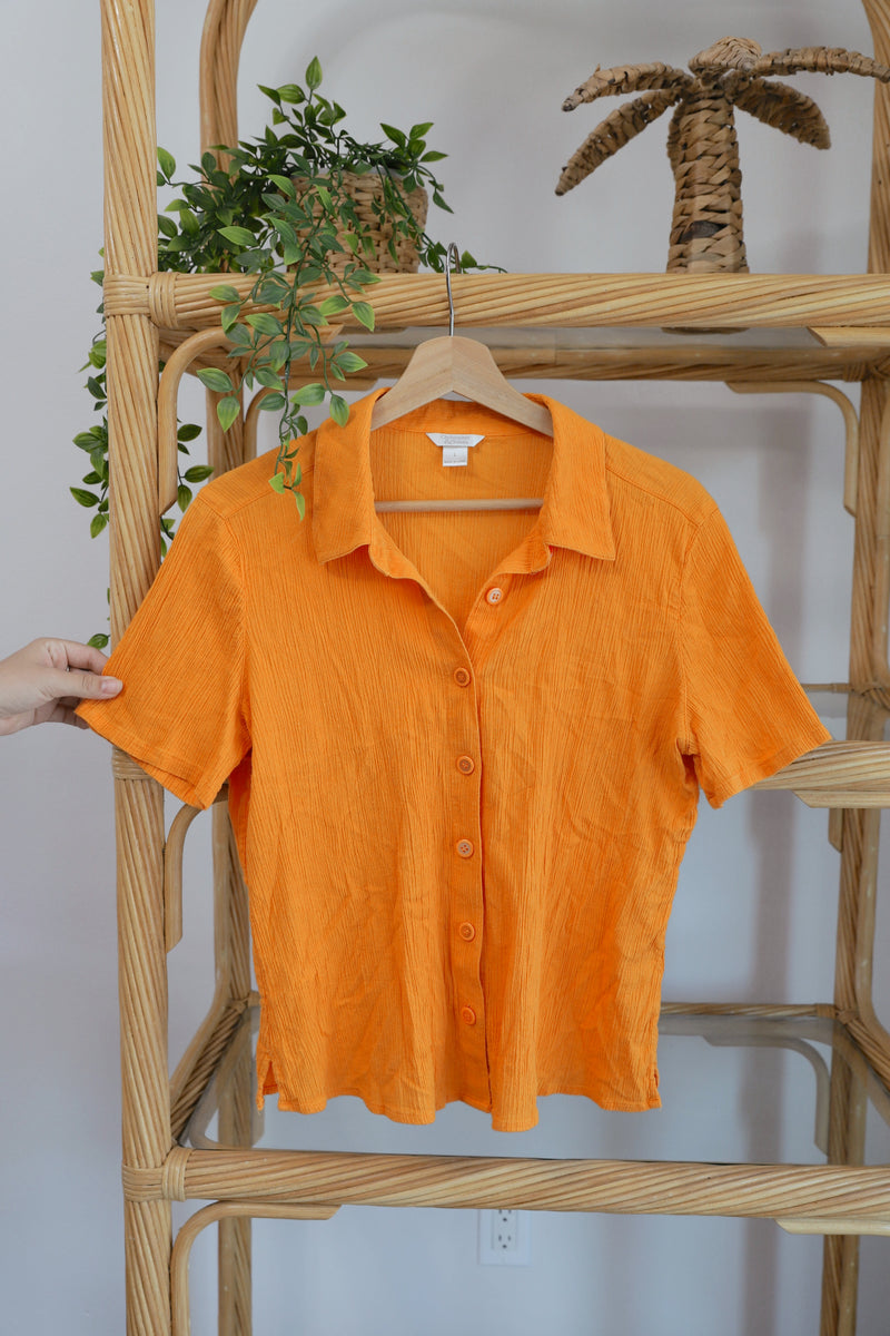 Vintage 〰️ Orange Crinkle Top (L)