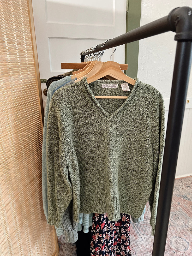 Vintage 〰️ Olive Knit Sweater (XL)