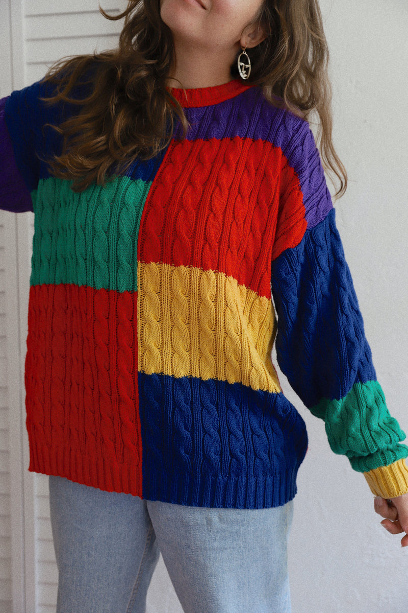 Vintage 〰️ Colorblock Knit Swearer (M)