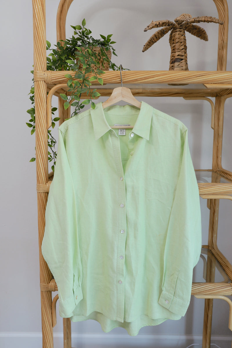 Vintage 〰️ Kiwi Linen Shirt (L)