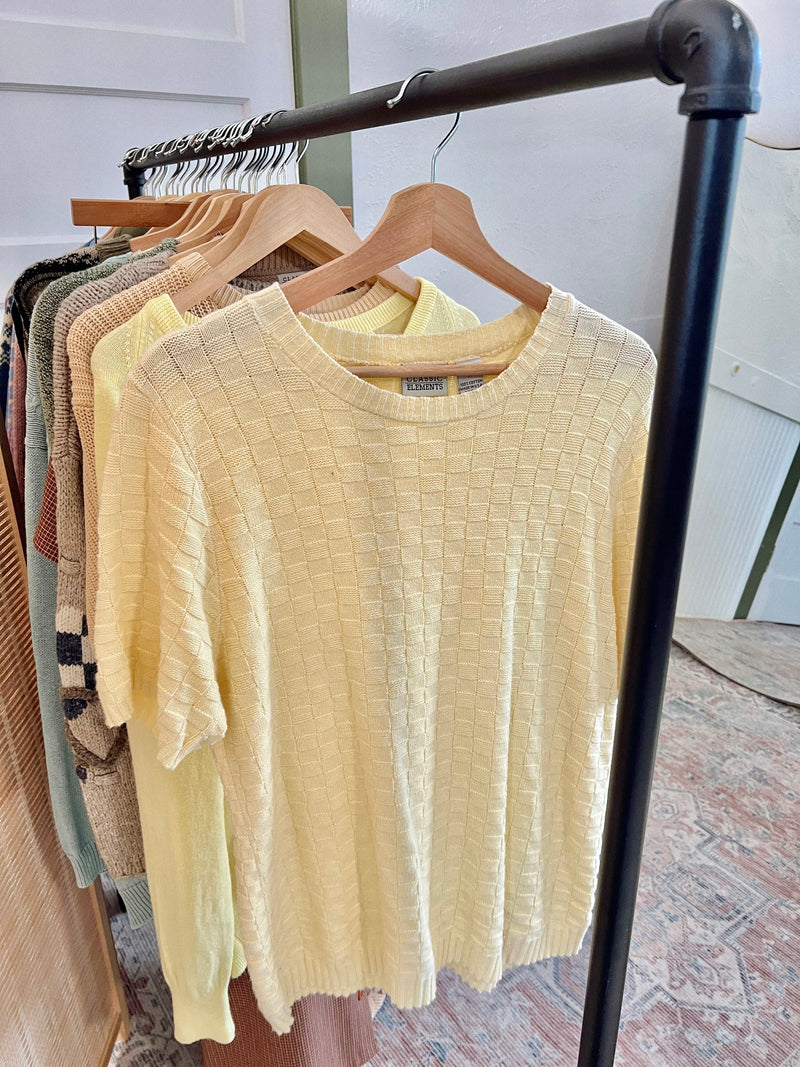 Vintage 〰️ Yellow Checkered Sweater Top (M)
