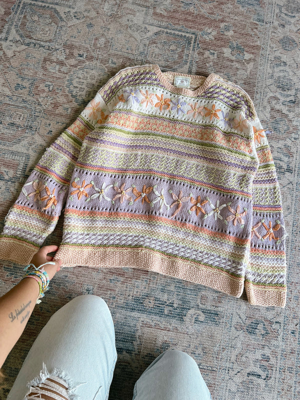 Vintage • Floral Knit Sweater (L)