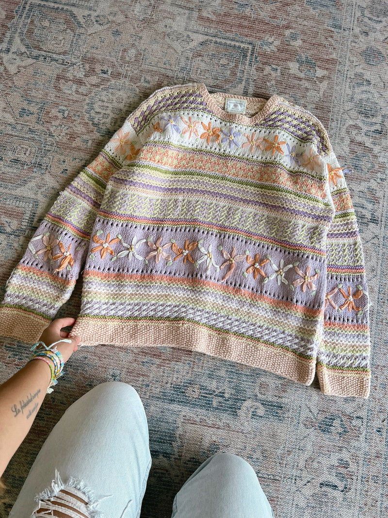 Vintage • Floral Knit Sweater (L)