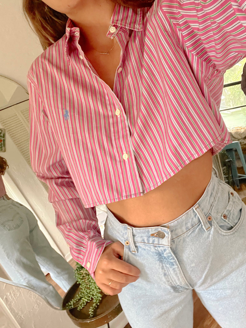 Upcycled 〰️ Polo Ralph Lauren Pink Shirt (S)