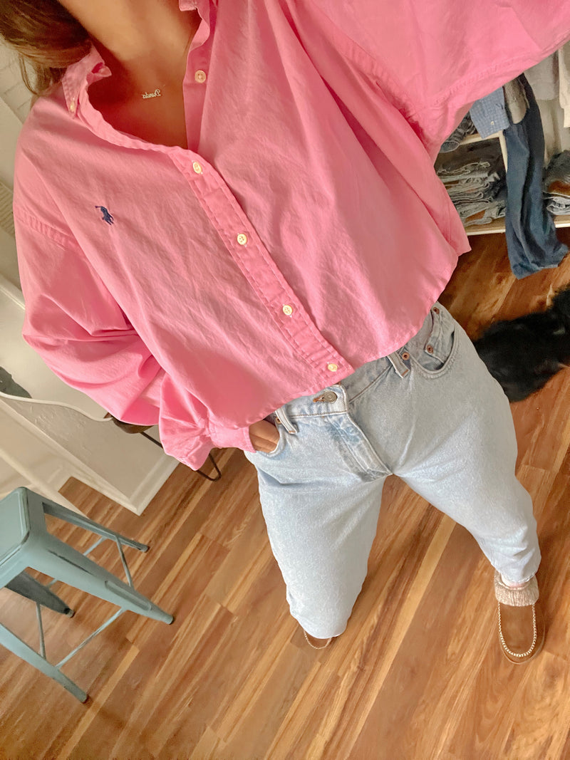 Upcycled 〰️ Polo Ralph Lauren Pink Shirt (XL)