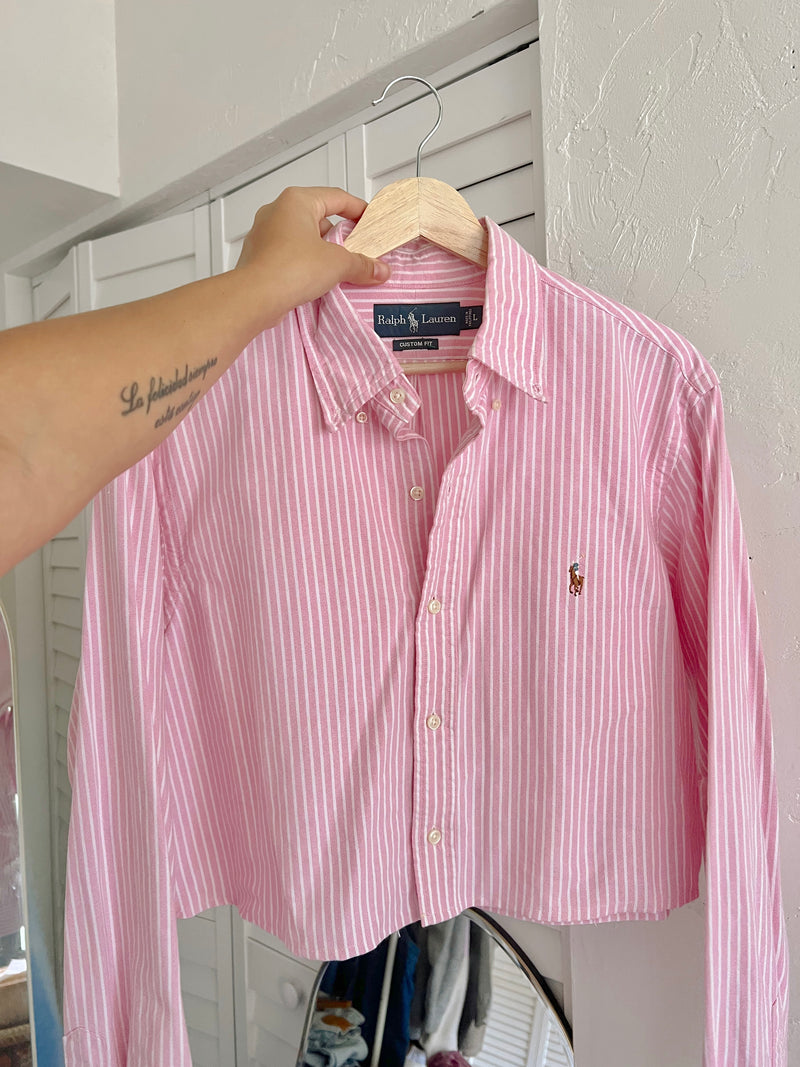 Upcycled 〰️ Polo Ralph Lauren Pink Shirt (L)