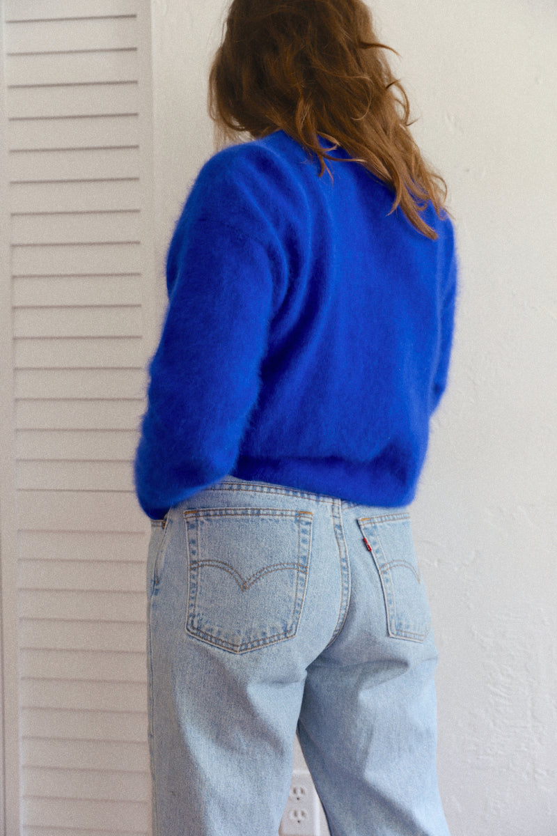 Vintage 〰️ Cobalt Rabbit Hair Sweater (M)