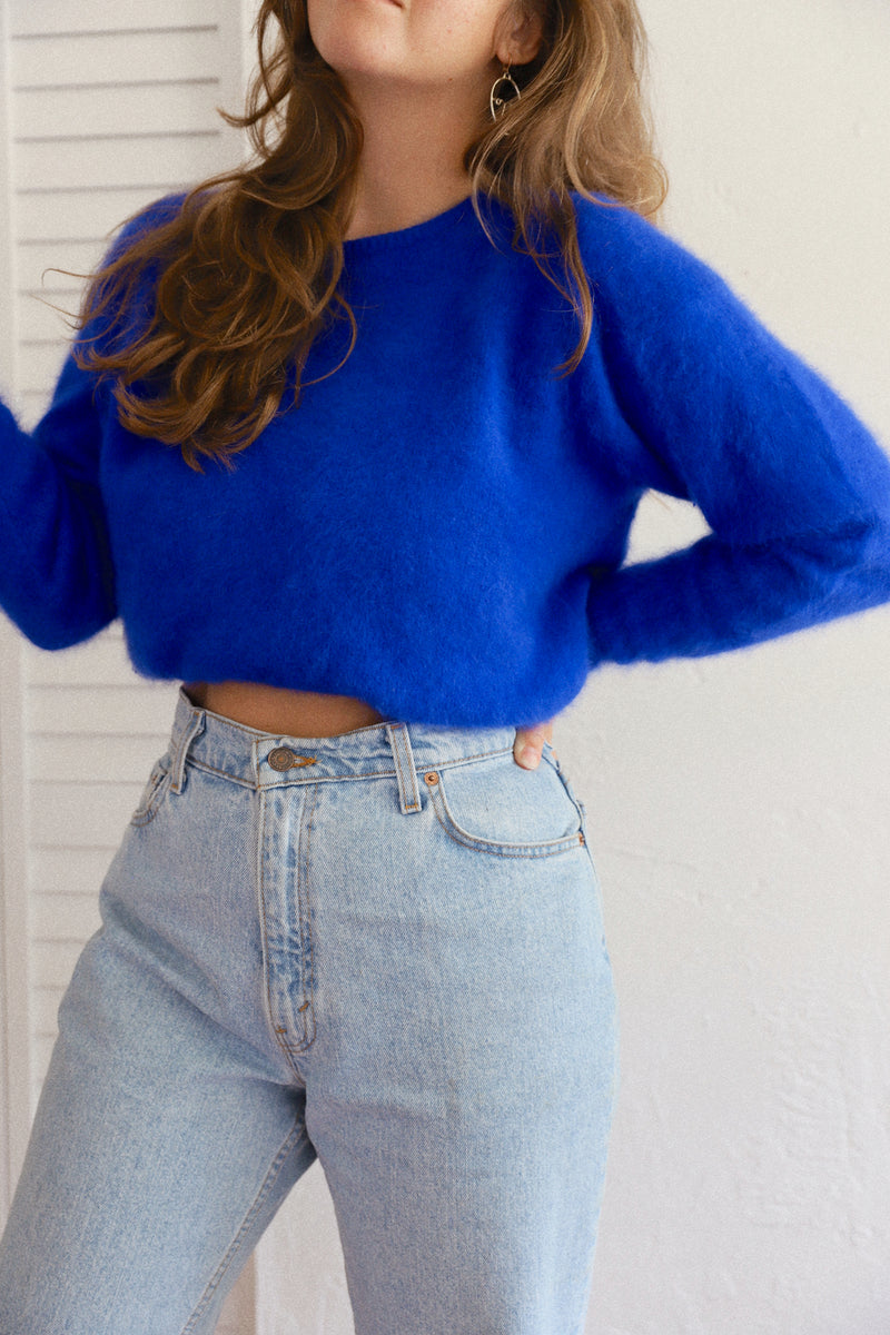 Vintage 〰️ Cobalt Rabbit Hair Sweater (M)