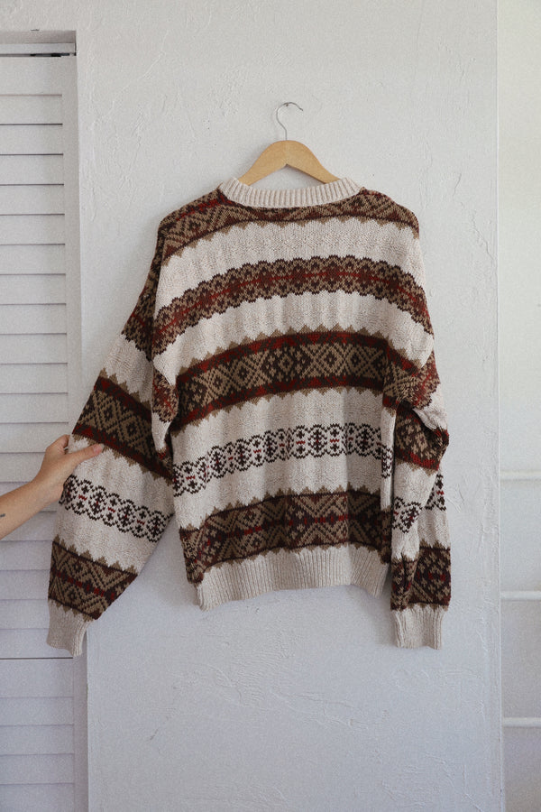 Vintage 〰️ Campfire Knit Sweater (XL)