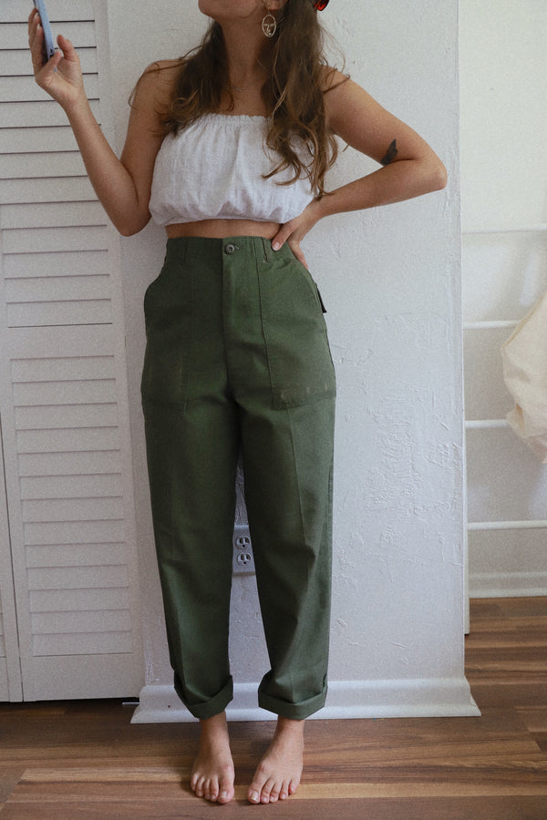Vintage 〰️  Military Olive Utility Trousers (30)