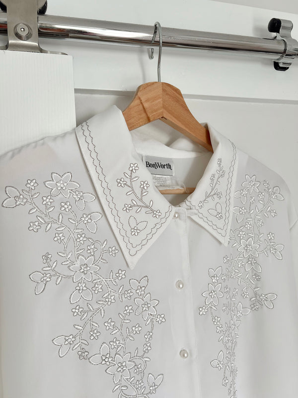 Vintage • Floral Embroidered Button Down (L)