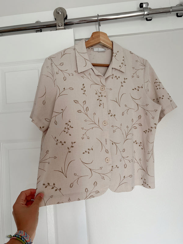 Vintage • Floral Linen Top (M)