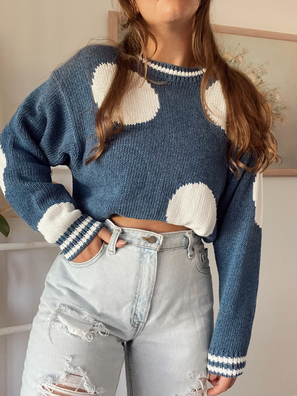 Vintage • Polka Dot Knit Sweater (L)