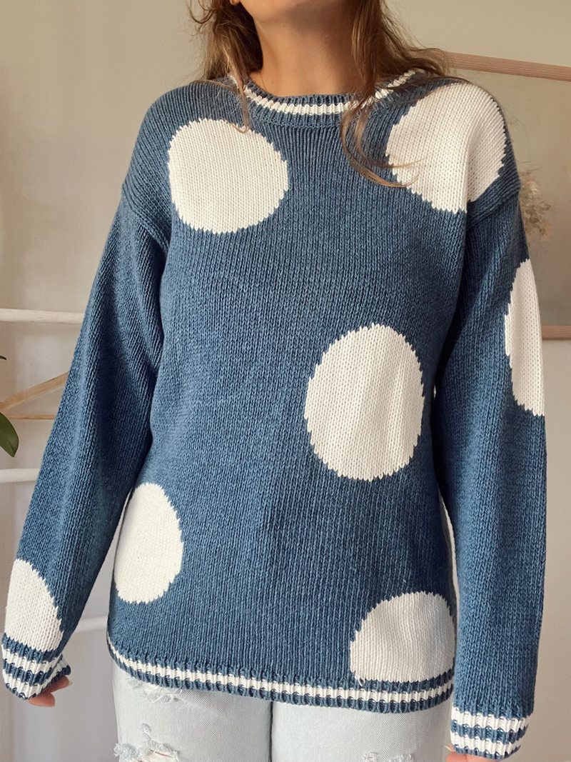 Vintage • Polka Dot Knit Sweater (L)