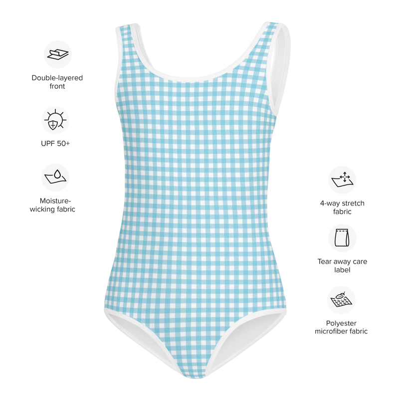 Seafoam Gingham • Kids One Piece