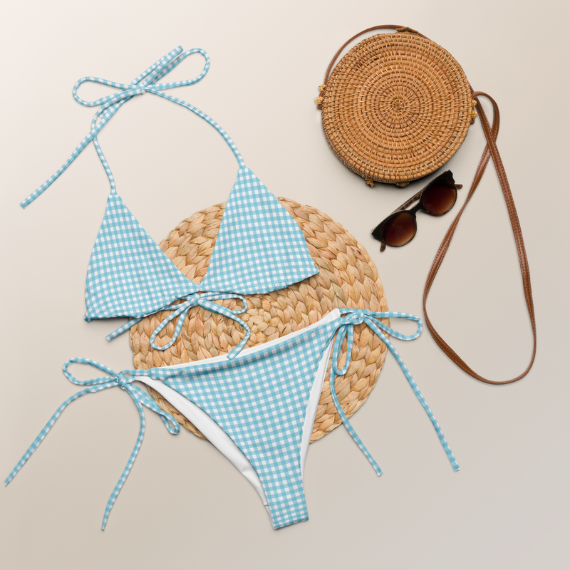 Seafoam Gingham 〰️ Recycled String Bikini