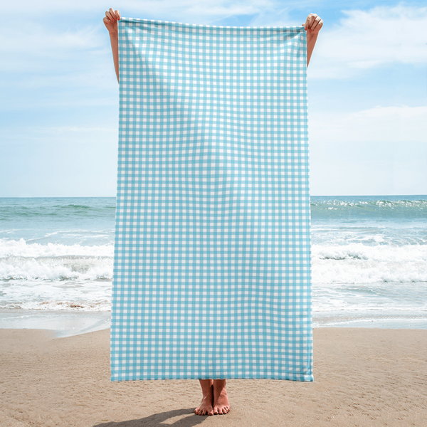Seafoam Gingham Beach Towel