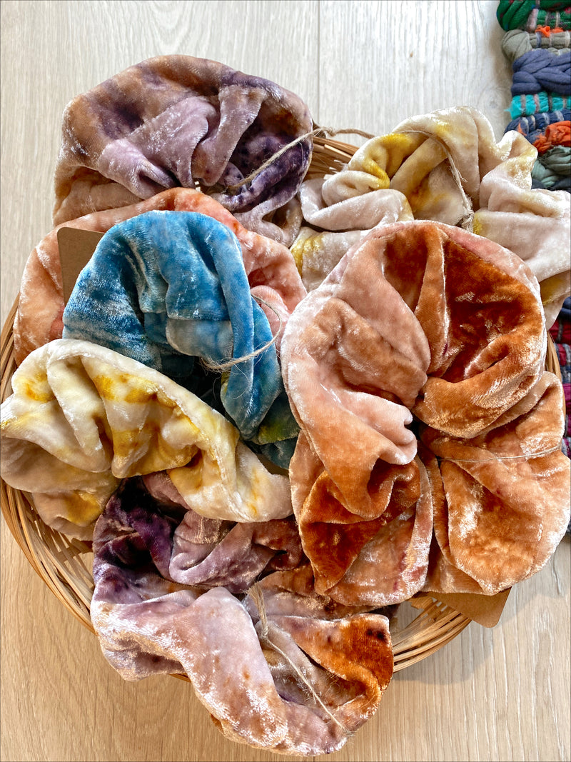 Handmade Botanically Dyed Silk Scrunchie