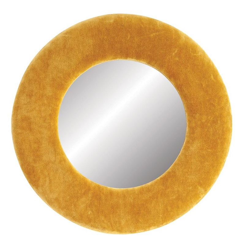 Velvet Round Mirror - Ochre